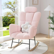PAPROOS F0516 Modern Teddy Fabric Rocking Chair, Pink