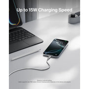 Belkin CAY010tt10SL-RF Braided USB-A to USB-C Cable, 10 ft, 15W Fast Charging, Gray