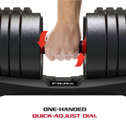 FitRx SmartBell XL Adjustable Dumbbell Set, 90lb Quick-Select Weights, Ergonomic Rubber-Coated Handle, Compact Design with Storage Rack, 30465