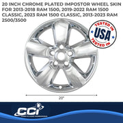 Coast To Coast International Impostor 20 in Chrome 5-Spoke Wheel Skins Set of 4 for 2013-2015 Ram 1500