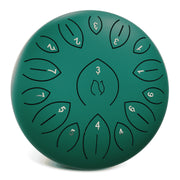 Lidguni 12 Inch Tongue Pan Drum, 15-Note C Major Rain Drum, Green