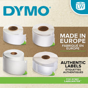 Dymo Authentic LW Mailing Address Labels, White, 1-1/8 in x 3-1/2 in, 24 Rolls of 350 Labels (8,400 Total)