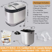 KeenZest 27-in-1 Smart Bread Maker, 2LB Gluten-Free & Whole Wheat, Customizable Homemade Cycle, Stainless Steel, BM8520