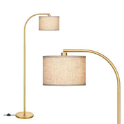 DEWENWILS HLFL04F 63.4 in. Gold 1-Light Arched Floor Lamp For Bed Room With Fabric Drum Shade