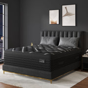 Lucky Lotus King Size Hybrid Mattress, 14 Inch Medium Firm, Gel Memory Foam, Pocket Springs, Euro Top, Black