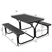 Costway OP3499BK Picnic Table Bench Set Outdoor Backyard Patio Garden Party Dining All Weather Black