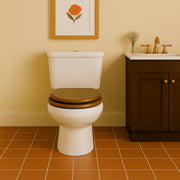 Design House Dalton Wooden Round Soft Close Toilet Seat, Java Brown, Quick-Release Hinges, 16.5 in, 561241-JV