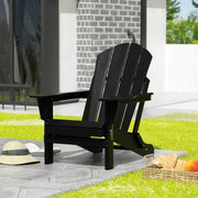 Westintrends WWT00021 Outdoor Folding HDPE Adirondack Chair, Patio Seat, Weather Resistant, Black