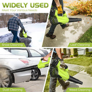 LWQ Cordless Leaf Blower, 20V Leaf Blower with 2 Batteries & Charger, 450CFM/150MPH, Green