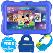 Contixo 7 inch Kids Learning Tablet Bundle - 2GB RAM 32GB Storage Bluetooth Android 10 Dual Cameras Parental Control Kids Bluetooth Headphone & Tablet Bag - Dark Blue TC-V93-KB-TB1-DBL