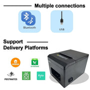 MRBOSS POS Thermal Receipt Printer, 3 1/8 Inch, Bluetooth and USB, Auto Cutter, RJ-11 Cash Drawer Port, Black, 891