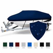 Seamander 600D Waterproof Polyester Boat Cover, Heavy Duty Marine-Grade Material, Fits 20-22 ft L x 100 in W V-Hull Fishing Ski Boats, Navy Blue, PC0005NB