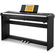 Donner Solid Wood Piano Bench with Storage, Black