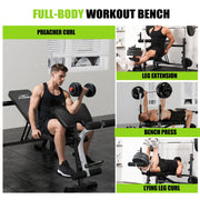 FLYBIRD Olympic Weight Bench Adjustable Press with Rack, Leg Developer & Preacher Curl (1000Lbs/2025)