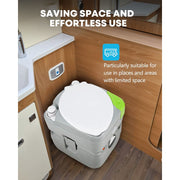 Kohree Portable Camping Toilet, 5.8 Gal Waste Tank, Diagonal Elongated Seat, T-Type Full-Coverage Flush, HDPE Material, Lightweight, KR3124-WR