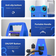 SPECSTAR VH321US 110V 1/4 HP 3.5 CFM Single Stage Rotary Vane Air Vacuum Pump with Oil Bottle, Blue