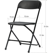 Winlice ZDY-01 650 LB Capacity Premium Plastic Folding Chairs, 10 Pcs, Black
