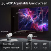 Akagear AK500 Projector, Native 1080P with 4K Support, 330 ANSI Lumens, 200in Screen, Dual-Band 5G WiFi, Bluetooth 5.2, Auto Focus, Keystone Correction, 180 Rotatable Stand, Stereo Speaker