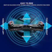 Hover-1 H1-AXL-BLK Axle Hoverboard 7MPH Top Speed, 3MI Range, LED Headlights & Wheels, Easy to Learn for Kids/Youth, Black