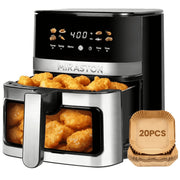 MIRASTON 5.8QT Air Fryer, 8-in-1 Touchscreen, Stainless Steel, View Window, 1450W MS4804