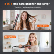 Slopehill 2 in 1 Wet to Dry Hair Straightener & Dryer with 200 Million Negative Ions, Gray Gold - LCD Display
