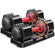 Pooboo W20240510 110LB Adjustable Dumbbells with Free Weight Rack Stand, Pair(15-55lbs)