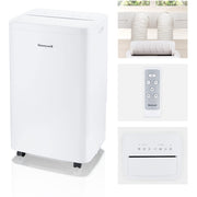 Honeywell Portable Air Conditioner with Dual-Hose Design, 14,500 BTU Cooling, Built-In 101 Pint Dehumidifier, White, 700 Sq. Ft. Capacity, HW4CEDAWW0
