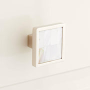 White Mother of Pearl/Brass Square Knob, 1-1/4