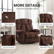 JONPONY Power Lift Recliner Chair with 8-Point Vibration Massage, Lumbar Heating, USB Charging Port, Grey, Supports 350 lb