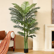 DR.Planzen Artificial Golden Cane Palm Plants 6 Feet Fake Tree for Home Decor Indoor Outdoor Faux Areca Palm Tree in Pot for Home Office