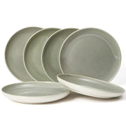 Pokini Stoneware Dinnerware Sets for 6, 10 inch plate, Gradient Green