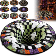 Woolycine 3D Skeleton Vortex Quilted Round Halloween Rug, Crystal Velvet, Non-Slip Backing, 47.2 in