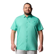 Columbia PFG Slack Tide Camp Short-Sleeve Button-Down Shirt, Omni-Shade UPF 50 Sun Protection, Omni-Wick Moisture Management, Glaze Green, 2XLT, 157705