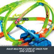 Mattel Hot Wheels Stunt Tracks Hypersphere Crash Playset with Motorized Booster, 1:64 Scale Die-Cast Car, Multicolor