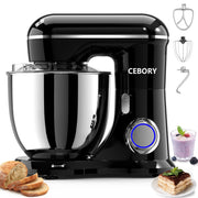CEBORY SM-1533 3-IN-1 Stand Mixer, 6 QT Tilt-Head 10-Speed Food Mixer, Kitchen Electric Mixer, Onyx Black