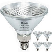 Sinvic 422130p5 Par38 Halogen Light Bulbs, 80W, 2800K Warm White, Dimmable, E26 Base, Clear, Pack of 4