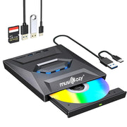 MUSICOZY External CD DVD Drive for Laptop Black