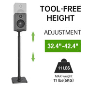 USX MOUNT Speaker Stand, Height Adjustable 32.44-42.44 in, Steel Metal, Black, Supports Up to 11 lb, Pair, WAS501