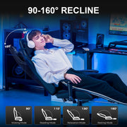 GTRACING GT099-BLACK Gaming Chair Office Chair PU Leather with Footrest & Adjustable Headrest, Black