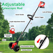 Foukus Cordless Electric Weed Trimmer, 800W Motor, 3-in-1 Multi-Blade System, Adjustable Telescoping Shaft, Wheels, Lightweight Brush Cutter Tool, Red, FK-240704
