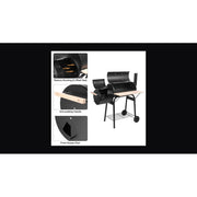 Zimtown BBQ Charcoal Grill Outdoor Barbecue Pit with Offset Smoker Patio Backyard Black