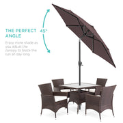 Best Choice Products Outdoor Patio Umbrella, 7.5ft Heavy-Duty Steel Frame, Weather-Resistant Polyester Canopy, Push Button Tilt, Easy Crank, Deep Taupe, SKY7444