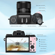 UIKICON WD05 4k 64MP WiFi 4.0 inch Ultra HD Screen Vlogging Digital Camera, Pink