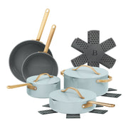 Beautiful 19793 12pc Ceramic Non-Stick Cookware Set, Hydrangea by Drew Barrymore