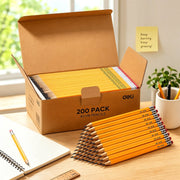 Deli Wood-Cased #2 HB Pencils, Pre-Sharpened Tips, Built-In Erasers, Yellow Hexagonal Barrels, Bulk Pack of 200