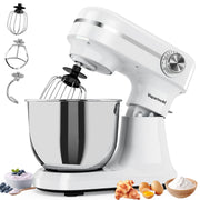 Vaparinckl Electric Stand Mixer, 6.5QT Tilt-Head, 12-Speed Multifunctional Kitchen Mixer with Dough Hook, Flat Beater, Whisk, White, SM-B03B