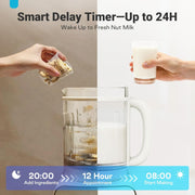 Livatro Nut Milk Maker, 12-in-1 Automatic Soy Milk Machine with Detachable Glass Jar, 53oz Capacity, Touch Control, White, LVNM15001