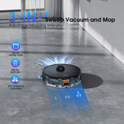 GOOVI D60S MAX Robot Vacuum and Mop Combo, 360 LiDAR Navigation, 6000Pa Suction, Self-Emptying Base, 220 Mins Runtime, Black