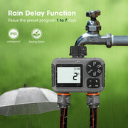 Cowin Sprinkler Timer, 2 Outlet Digital Irrigation Controller with Rain Delay, Manual and Automatic Watering System, Gray
