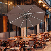 Autlaycil OB-OTU051CF 10ft Patio Umbrella with Solar Lights and Tilt Crank - Coffee
